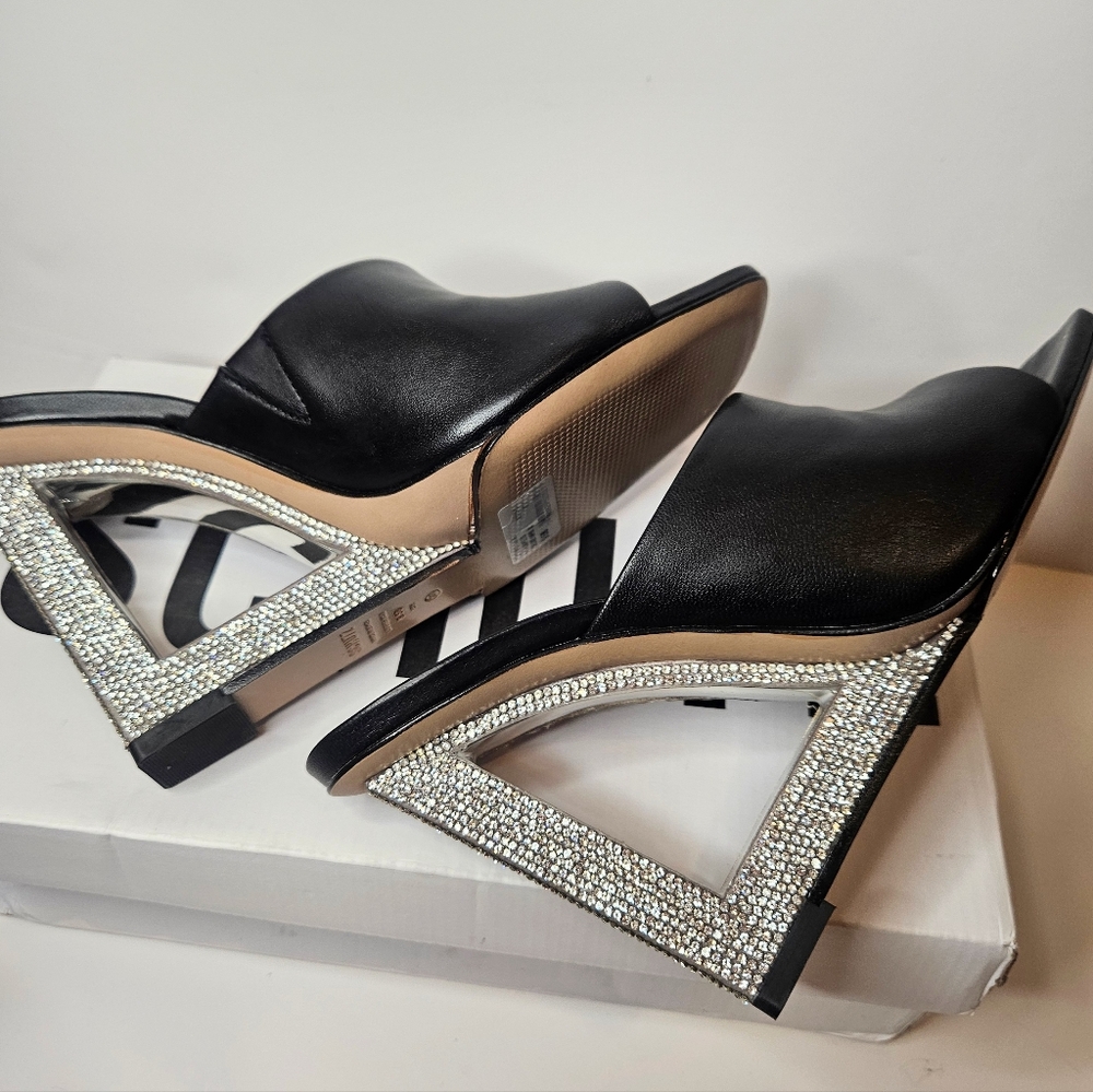 NEW IN BOX | Schutz Filipa Glam Wedge Mule Sandals - Black/Silver - 9.5 - Picture 10 of 10